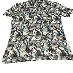 7 Diamonds Somers 4 Way Stretch Polo Shirt Mens Small Palm Print Golf